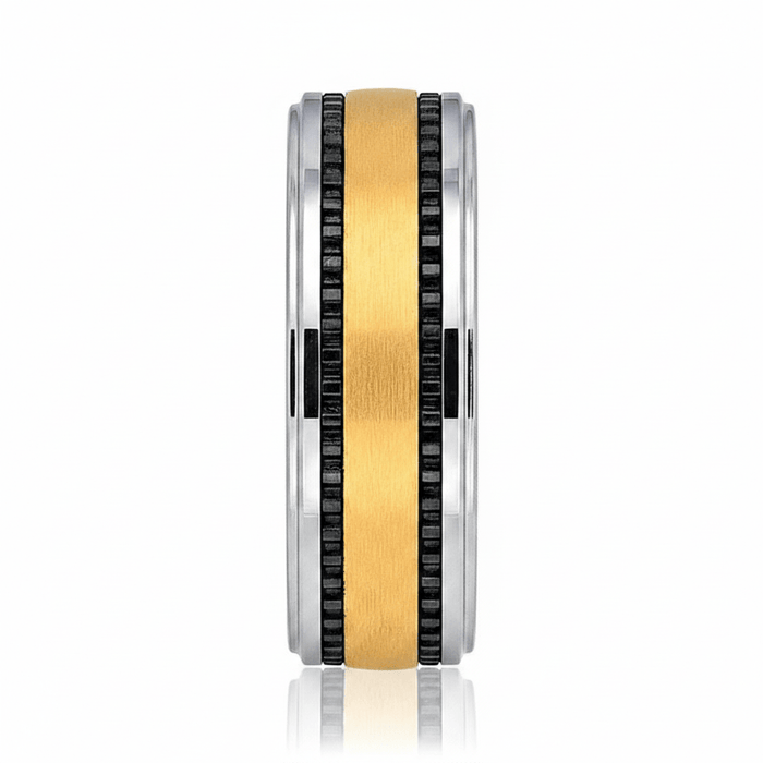 TREGAN — angled view — men's tungsten carbide wedding ring | Aydins Jewelry