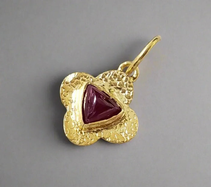Trillion Ruby 18k Gold Pendant Handmade - K Jewelry Accessories
