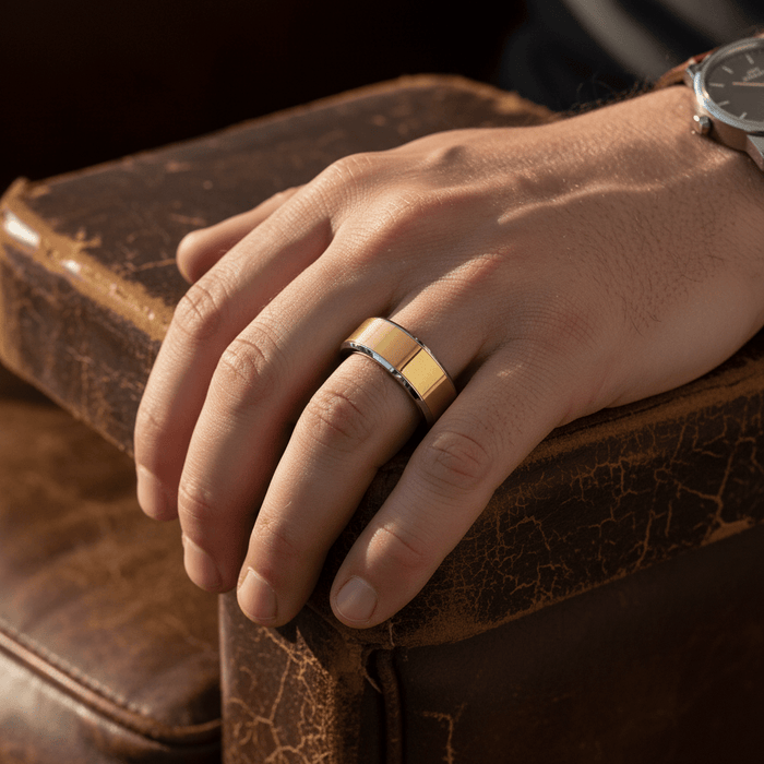 TROOPER — lifestyle on hand — men's tungsten carbide wedding ring | Aydins Jewelry