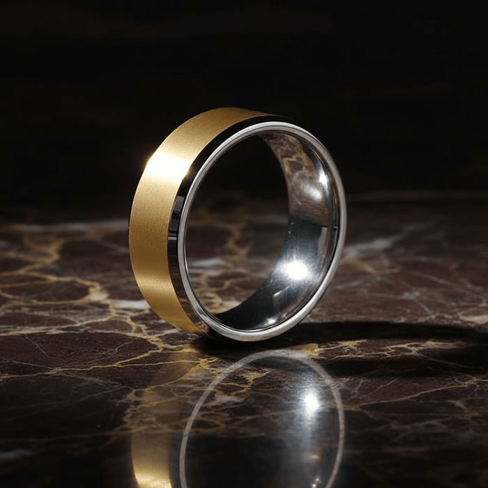 TROOPER — detail view — men's tungsten carbide wedding ring | Aydins Jewelry