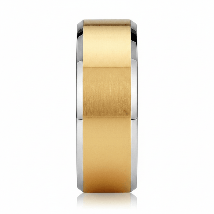 TROOPER — angled view — men's tungsten carbide wedding ring | Aydins Jewelry