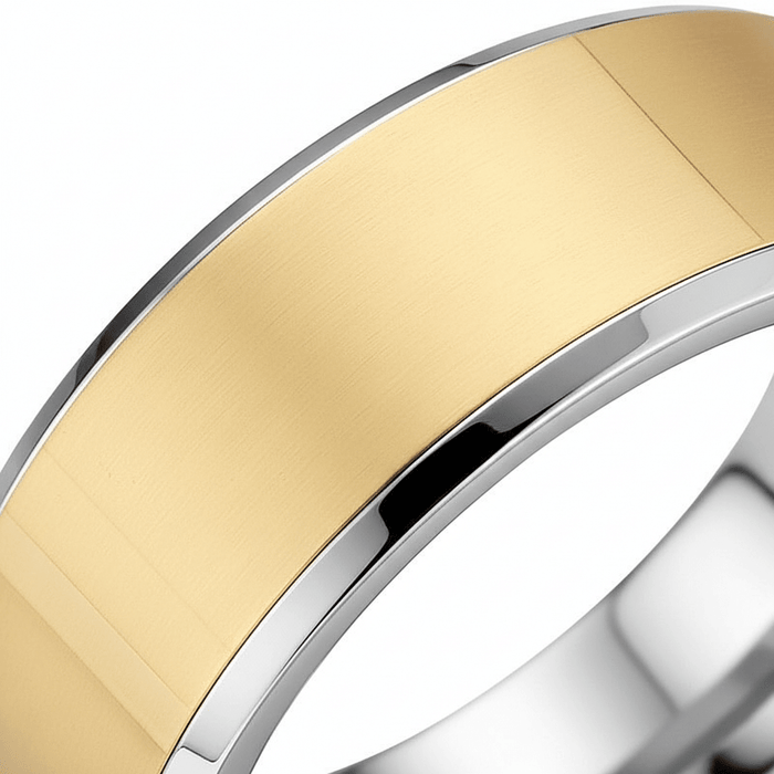 TROOPER — close-up detail — men's tungsten carbide wedding ring | Aydins Jewelry