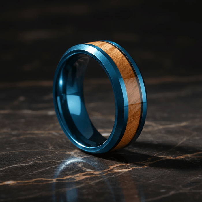 TROPICUS — detail view — men's tungsten carbide wedding ring | Aydins Jewelry