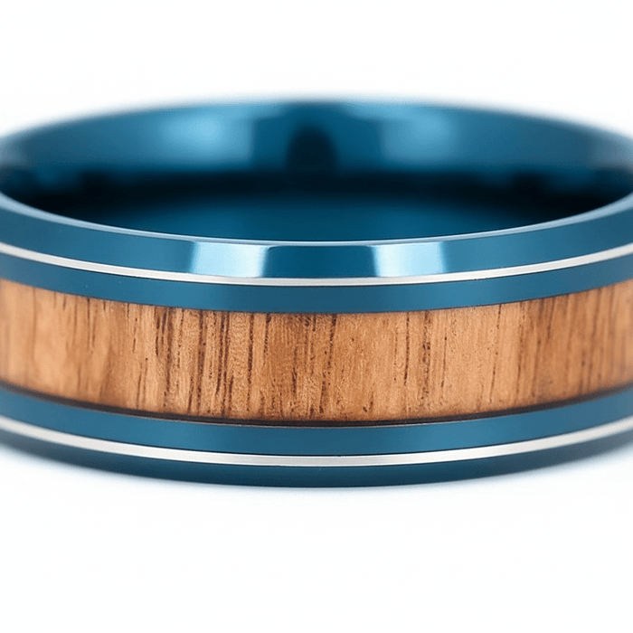 TROPICUS — close-up detail — men's tungsten carbide wedding ring | Aydins Jewelry