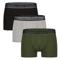 Bamboo Basics Trunk Boxershorts Liam  - Zwart, Army & Grey Melange - pack shot