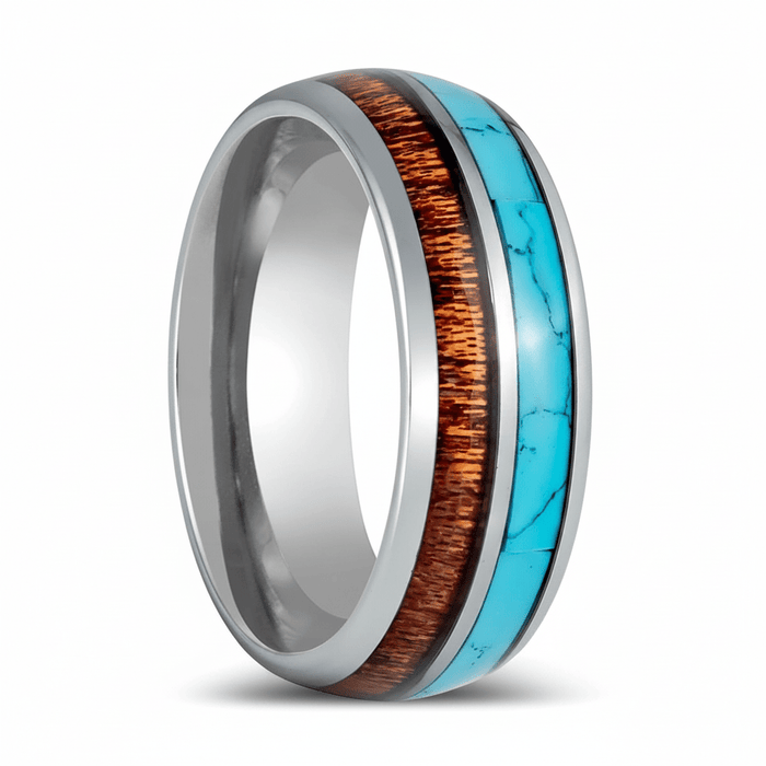 TURKOA — Hero product shot — men's tungsten wedding ring.
