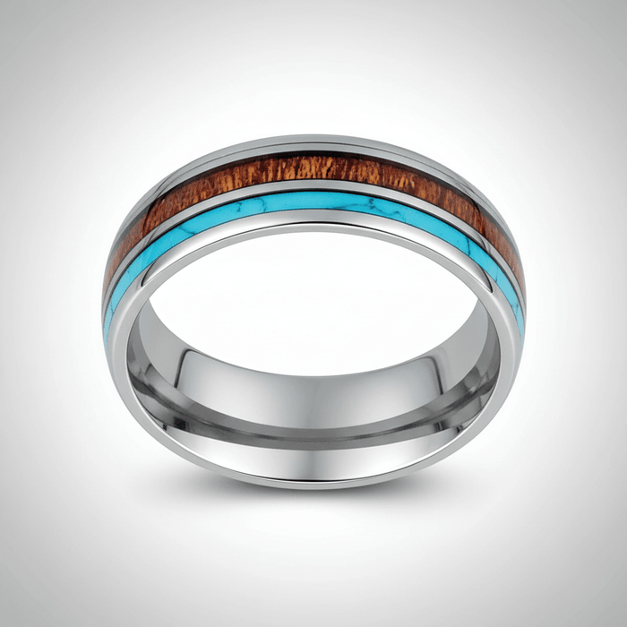 TURKOA — Center-through axial view — men's tungsten wedding ring.