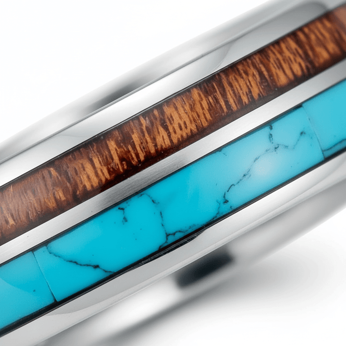 TURKOA — Extreme macro detail — men's tungsten wedding ring.