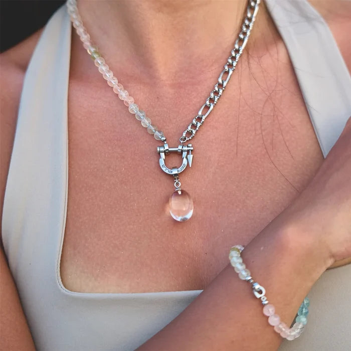 Veil Morganite & Clear Quartz Necklace
