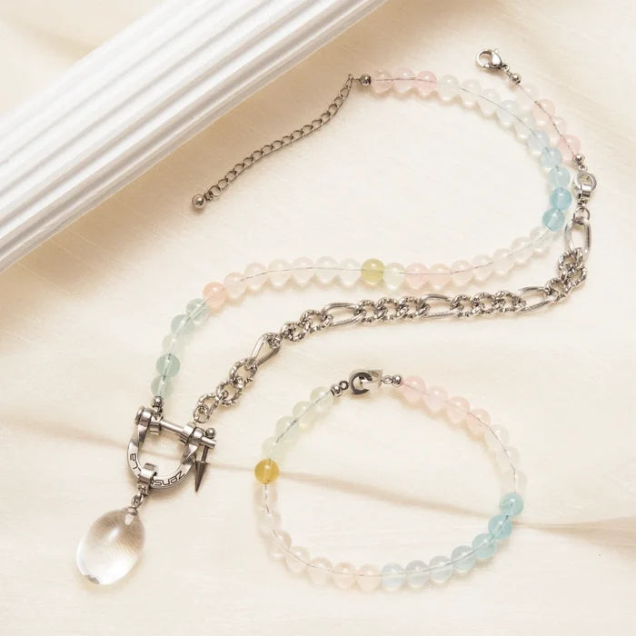 Veil Morganite & Clear Quartz Necklace