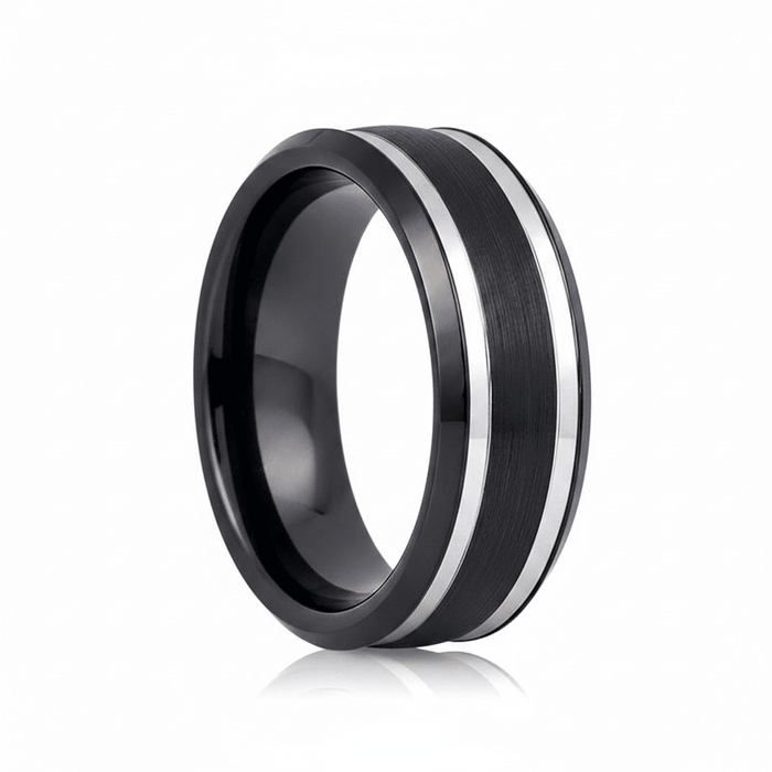 VELUTUS — hero shot — men's tungsten carbide wedding ring | Aydins Jewelry
