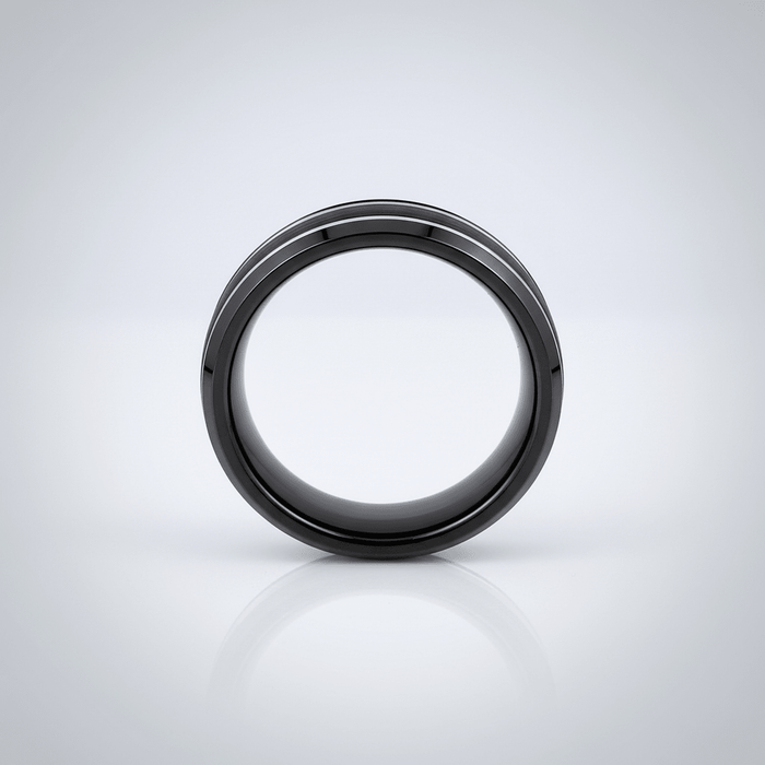 VELUTUS — alternate angle — men's tungsten carbide wedding ring | Aydins Jewelry