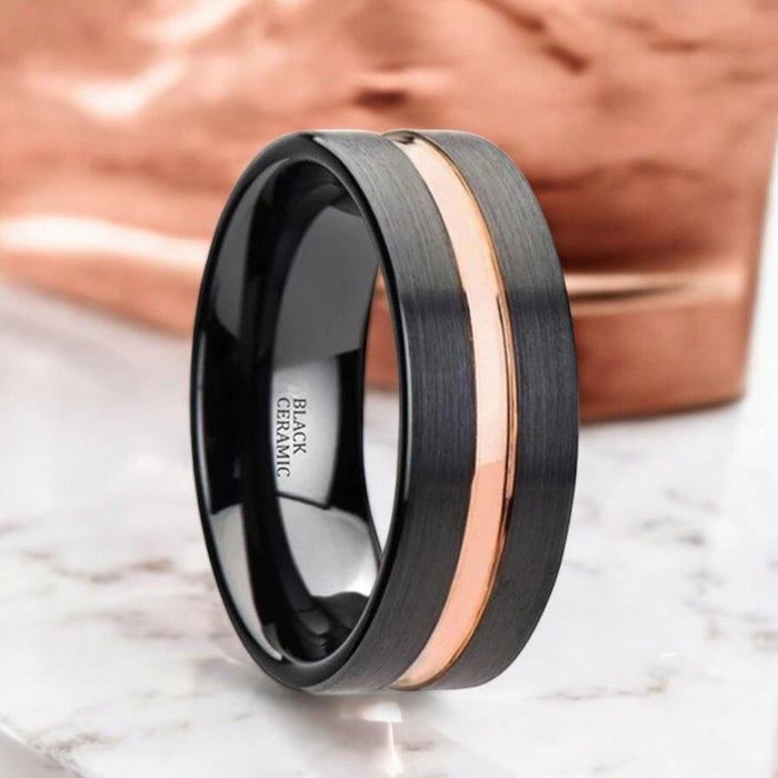 VENICE Black Ceramic men's wedding band, image 1