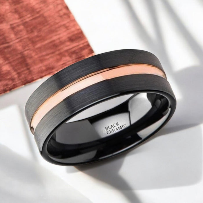 VENICE Black Ceramic men's wedding band, image 2