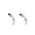 Vintage Mermaid Dangle Earrings With Black Tourmaline in Sterling Silver