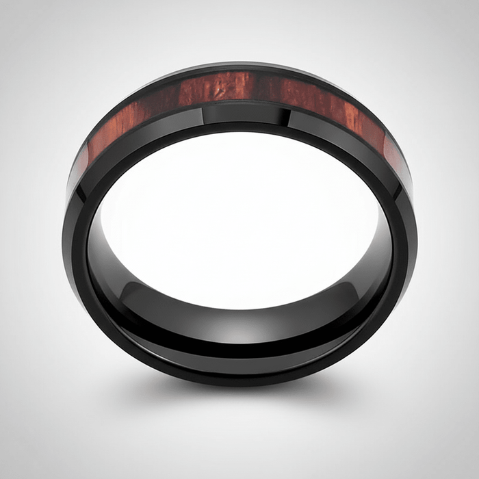 WARDEN — Center-through axial view — men's tungsten wedding ring.