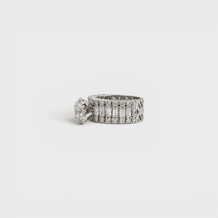 White Sapphire Wide Baguette Band Ring - Monis Anas Jewellers