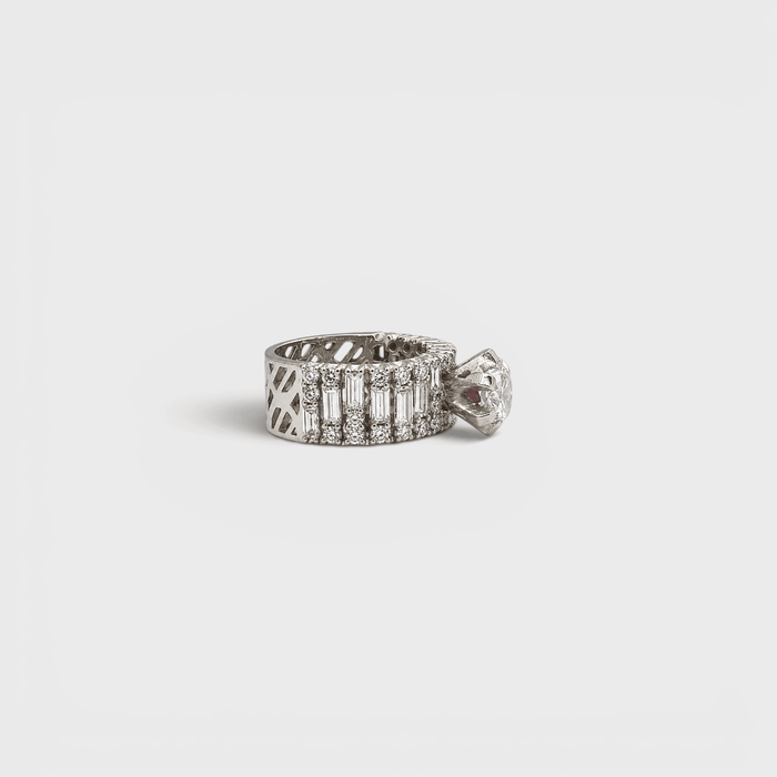 White Sapphire Wide Baguette Band Ring - Monis Anas Jewellers
