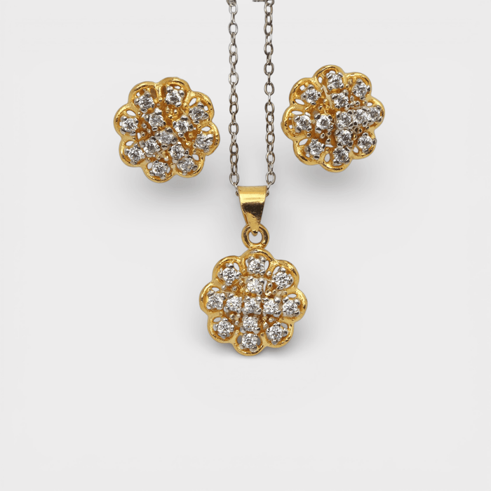 White Zircon Bloom Set - Monis Anas Jewellers