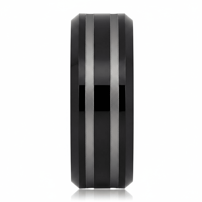 WOLSEY — angled view — men's tungsten carbide wedding ring | Aydins Jewelry
