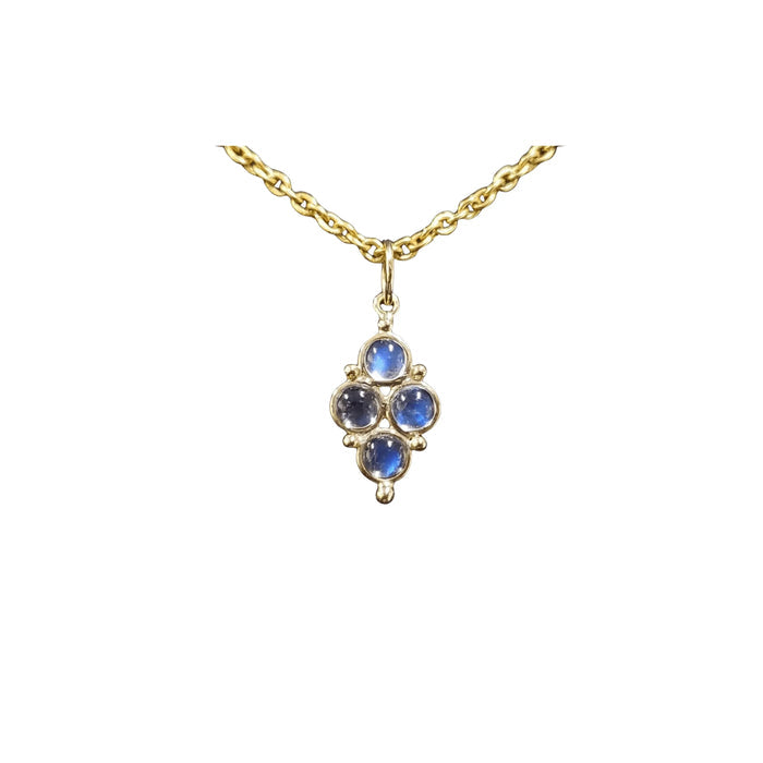 Women 14k Gold Dainty Cabochon Rainbow Moonstone Pendant - K Jewelry Accessories