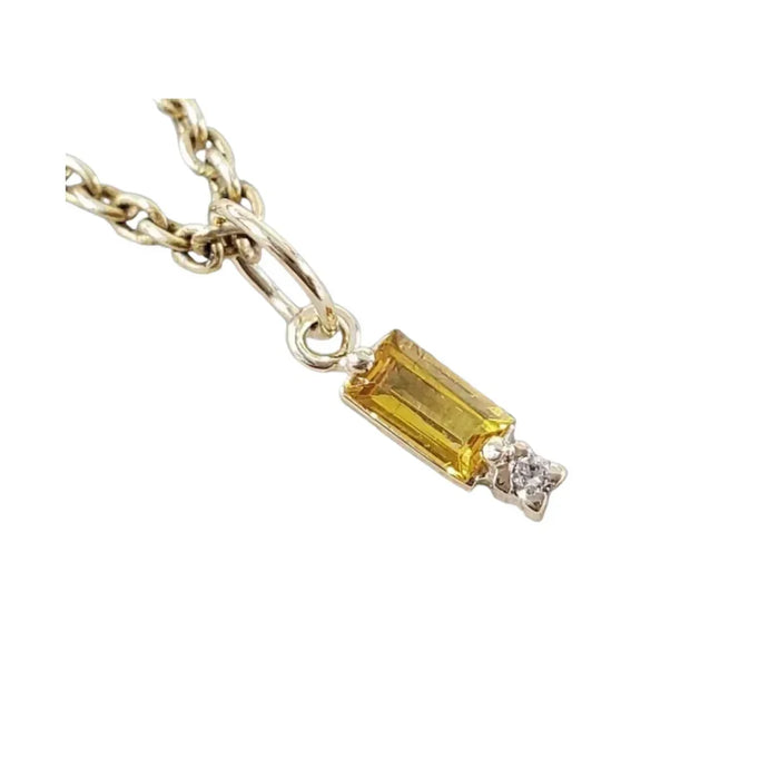 Yellow Sapphire & Diamond Pendant 14K Gold - K Jewelry Accessories