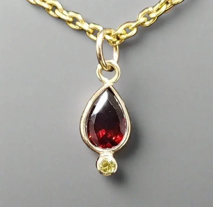 Yellow Sapphire Garnet Pendant 14k Gold - K Jewelry Accessories