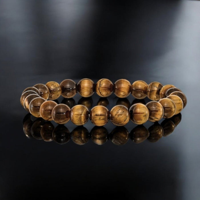 Unisex Yellow Tiger's Eye Agate Beaded Bracelet