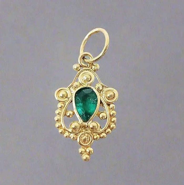 Zambian Emerald 18k Gold Pendant, Precious Stone, Gold Accessories - K Jewelry Accessories