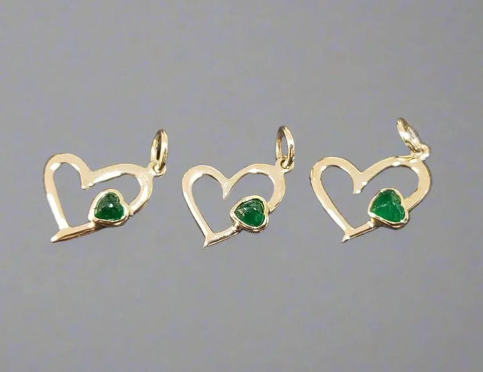 Zambian Emerald Heart 14k Gold Pendant - K Jewelry Accessories