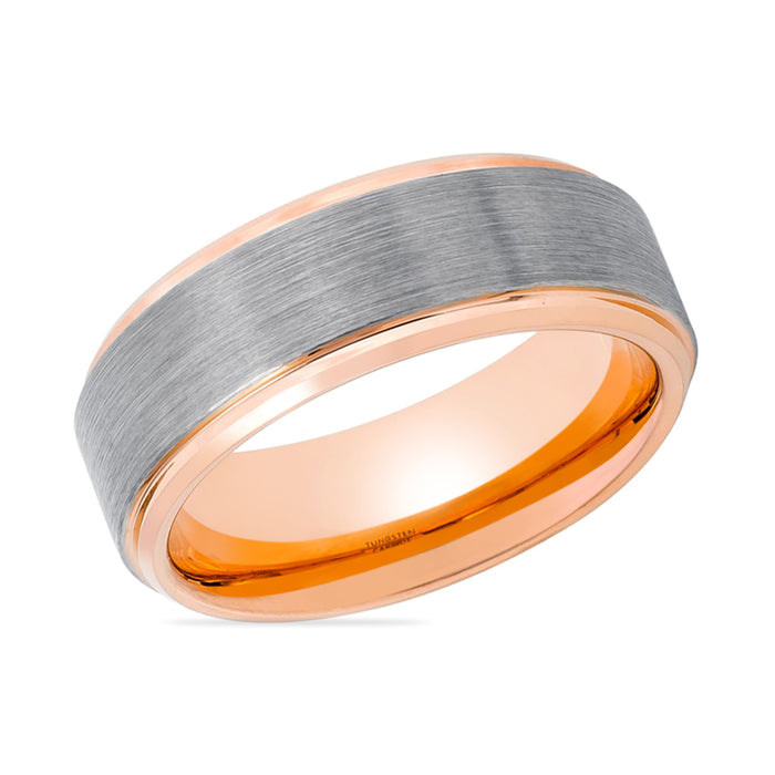 ZANDER | Tungsten Ring Rose Gold & Silver Inlay