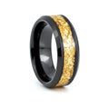 ZORYN black tungsten wedding ring with gold foil inlay and beveled edges - front view