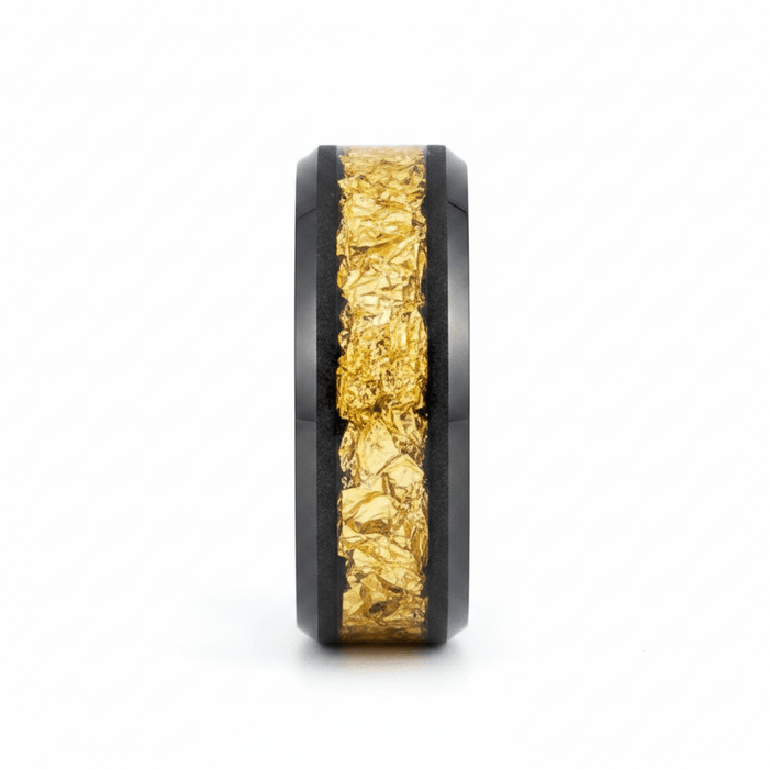 ZORYN — Front-facing straight-on view — men's tungsten wedding ring.
